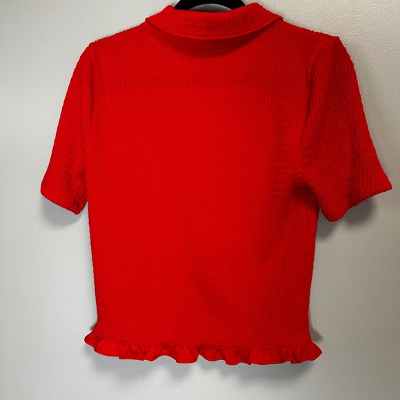 Loft candle Apple red super stretchy gold button collars shirt large - Picture 5 of 5